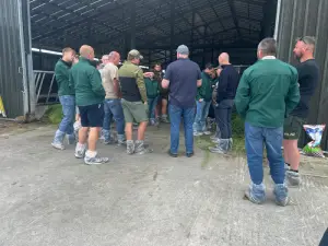 ABS Genus Dairy farmers travel over to see (IG) Ireland Genetics progeny on home soil SOLNUA 3. John Bourke with group